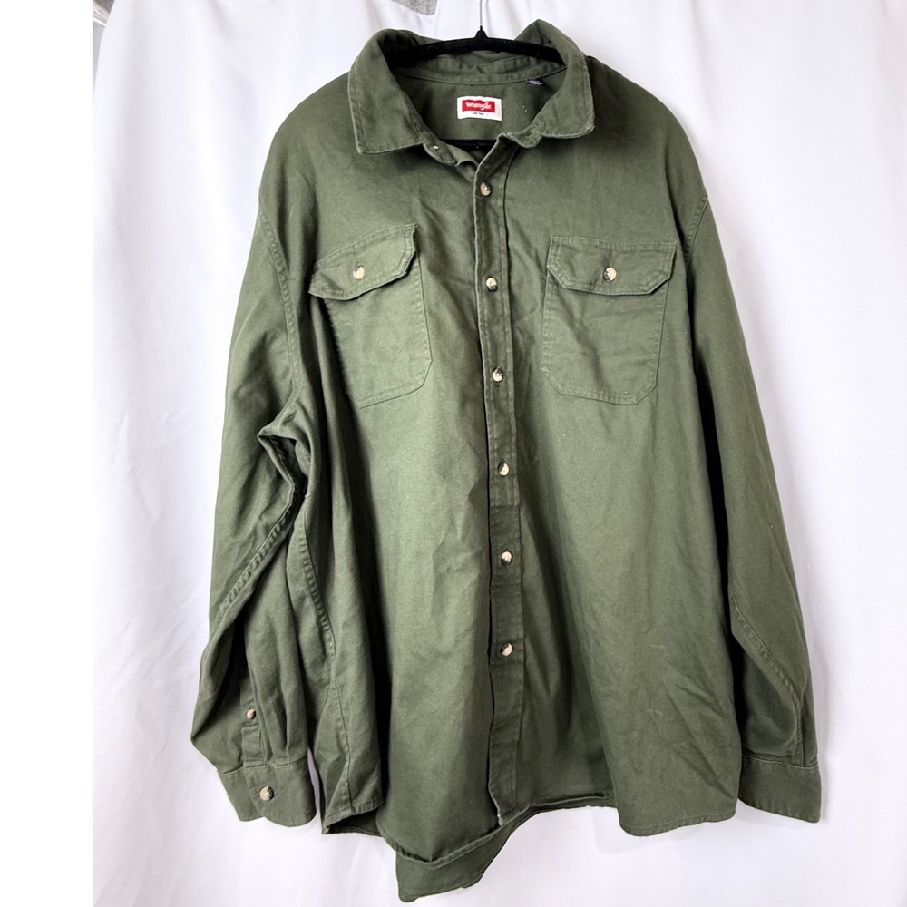 Wrangler‎ Long Sleeve Button Up Shirt Green 2X Large 2XG Men Work Casual